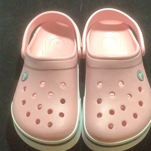 Pink Croc Clogs with White Trim